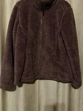 Women’s Teddy Jacket - Brown Plush Zip-Up